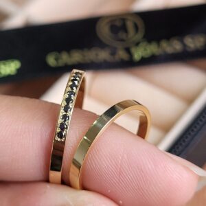 Aliança Uni diamante negro 2mm - Imagem 2