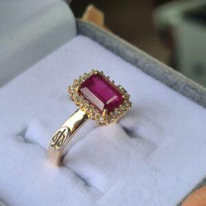 Anel Direito 18K Rubi e diamante Natural - Imagem 1